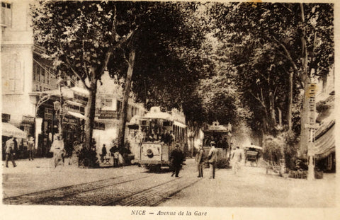 Vintage French Postcard (Carte Postale) NICE, Avenue de la Gare (c.1900) - thirdshift