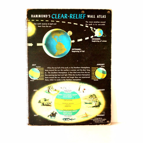 Vintage Hammond's Clear-Relief Wall Atlas, Very Large, Poster Size (c.1960s) - thirdshift