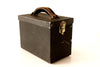 Vintage Black Metal Case / Box with Leather Handle (c.1950s) - thirdshift