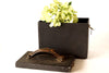 Vintage Black Metal Case / Box with Leather Handle (c.1950s) - thirdshift