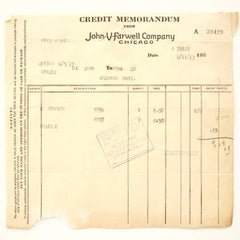 Vintage / Antique John V Farwell Company Receipt (c1923) - thirdshift