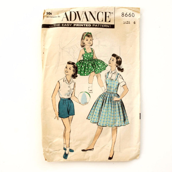 Vintage Advance Pattern 8660, Girls Jumper, Dress Sewing Pattern