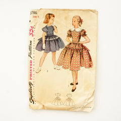 Vintage Simplicity Pattern 3786, Girl's One-Piece Dress, Size 8 (c.1950s) - thirdshift