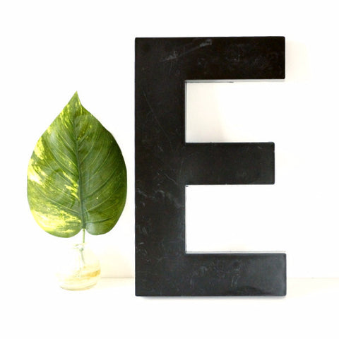 Vintage Industrial Letter "E" 3D Sign Letter in Black Heavy Plastic, 12" tall (c.1980s) N2 - thirdshift