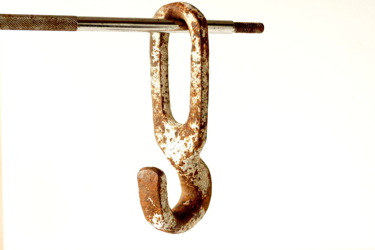 antique fish hooks industrial Vintage Industrial Cast Iron Metal Hook / Pully Hook in White and Rust – ThirdShiftVintage.com