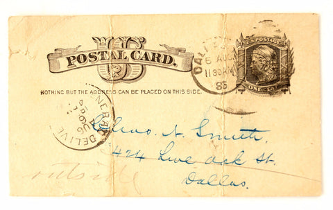 Vintage Post Card Grand Lodge of Texas Freemason Dues (August 3, 1885) - thirdshift