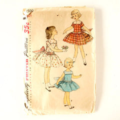 Vintage Simplicity Pattern 1500 Child's One-Piece Dress with Petticoat, Size 5 (c.1950s) - thirdshift