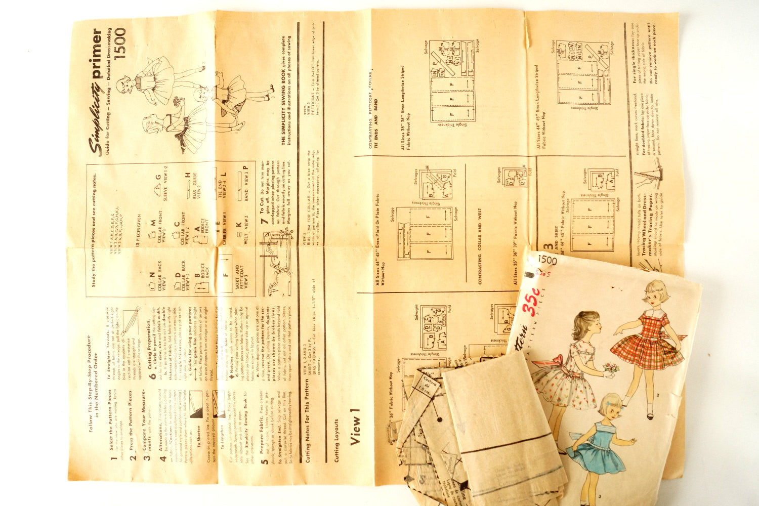 Vintage Simplicity Pattern 1500 Child's One-Piece Dress with Vintage Simplicity Pattern 1500 Child's One-Piece Dress with