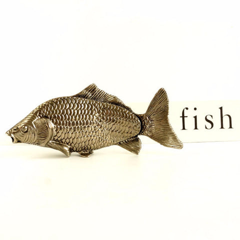 Vintage Italian Silvertone Metal Fish Napkin Holder / Fish Photo Holder with Original Box (c.1960s) - thirdshift