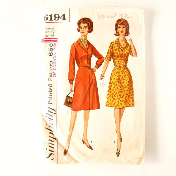 Vintage Simplicity Pattern 6194 Misses' / Women's Dress Size 42 Bust 4 – ThirdShiftVintage.com Vintage Simplicity Pattern 6194 Misses' / Women's Dress Size 42 Bust 4 – ThirdShiftVintage.com