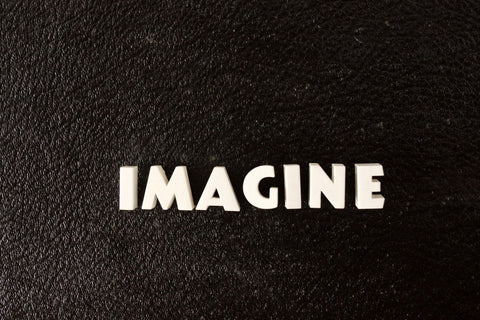 Vintage White Ceramic Push Pins "IMAGINE" (c.1940s) - thirdshift