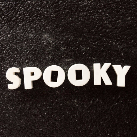 Vintage White Ceramic Push Pins "SPOOKY" (c.1940s) - thirdshift