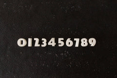Vintage White Ceramic Push Pins Numbers 0 to 9, 10 pins (c.1940s) - thirdshift