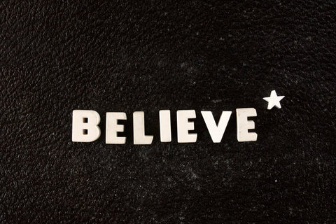 Vintage White Ceramic Push Pins "BELIEVE*" (c.1940s) - thirdshift