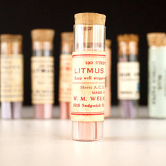 Vintage Glass Vial of Litmus Paper, Red Paper, Red Label (c.1940s) - thirdshift