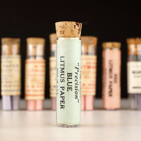 Vintage Glass Vial of Litmus Paper, Blue Paper, Green Label (c.1940s) - thirdshift