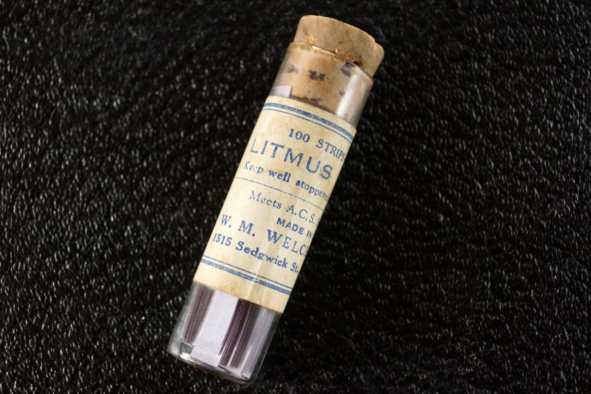 Vintage Glass Vial of Litmus Paper, Blue Paper, Blue Label (c 