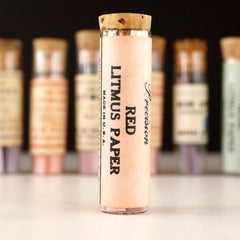 Vintage Glass Vial of Litmus Paper, Red Paper, Pink Label (c.1940s) - thirdshift