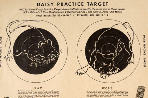 Vintage Rat and Wolf Daisy Practice Target, 9 x 7 inches (c.1950s) - thirdshift