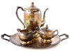 Vintage Silverplate Tea Set with Pot, Tray, Sugar Bowl, Creamer, Unused and Tarnished (c.1950s) - thirdshift