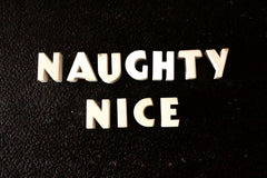 Vintage White Ceramic Push Pins "NAUGHTY NICE", 11 pins (c.1940s) - thirdshift