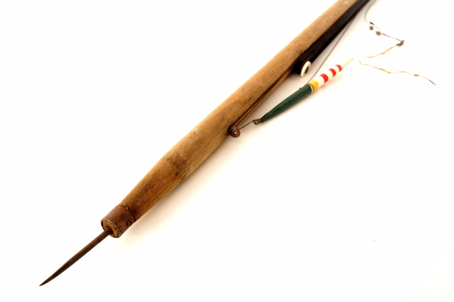 Vintage / Antique Ice Fishing Pole / Ice Jigging Stick with Line and B –