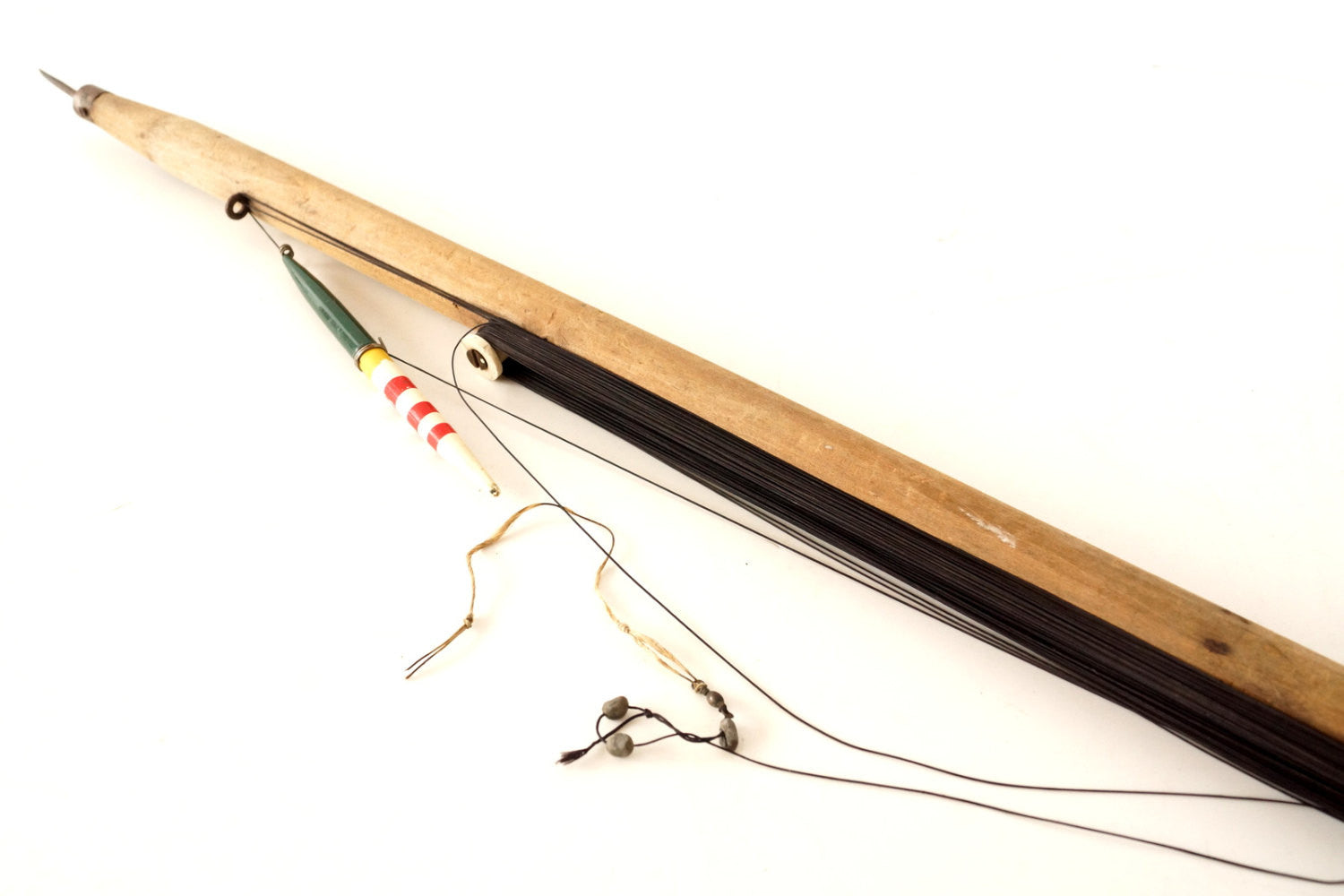 Vintage / Antique Ice Fishing Pole / Ice Jigging Stick with Line and B –