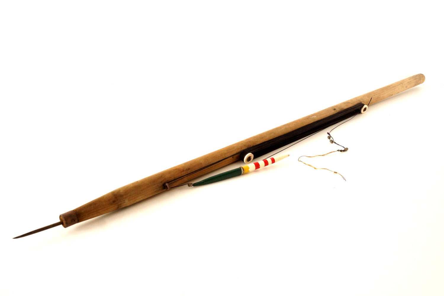 Vintage / Antique Ice Fishing Pole / Ice Jigging Stick with Line and B –