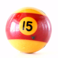 Vintage Burgundy Striped Number 15 Pool Ball / Billiard Ball, Standard Size (c.1950s) - thirdshift