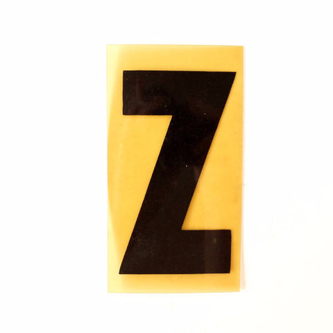 Vintage Industrial Marquee Sign Letter "Z", Black on Yellow Flexible Plastic, 7" tall (c.1970s) - thirdshift