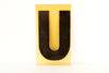Vintage Industrial Marquee Sign Letter "U", Black on Yellow Flexible Plastic, 7" tall (c.1970s) - thirdshift