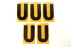 Vintage Industrial Marquee Sign Letter "U", Black on Yellow Flexible Plastic, 7" tall (c.1970s) - thirdshift