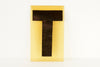 Vintage Industrial Marquee Sign Letter "T", Black on Yellow Flexible Plastic, 7" tall (c.1970s) - thirdshift