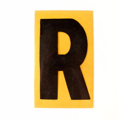 Vintage Industrial Marquee Sign Letter "R", Black on Yellow Flexible Plastic, 7" tall (c.1970s) - thirdshift