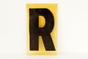 Vintage Industrial Marquee Sign Letter "R", Black on Yellow Flexible Plastic, 7" tall (c.1970s) - thirdshift