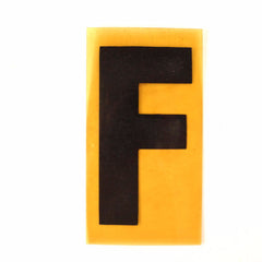 Vintage Industrial Marquee Sign Letter "F", Black on Yellow Flexible Plastic, 7" (c.1970s) - thirdshift