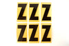 Vintage Industrial Marquee Sign Letter "Z", Black on Yellow Flexible Plastic, 7" tall (c.1970s) - thirdshift