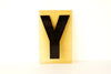Vintage Industrial Marquee Sign Letter "Y", Black on Yellow Flexible Plastic, 7" tall (c.1970s) - thirdshift