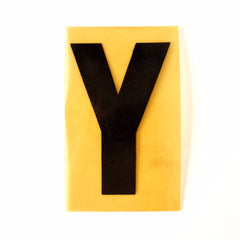 Vintage Industrial Marquee Sign Letter "Y", Black on Yellow Flexible Plastic, 7" tall (c.1970s) - thirdshift
