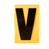 Vintage Industrial Marquee Sign Letter "V", Black on Yellow Flexible Plastic, 7" tall (c.1970s) - thirdshift