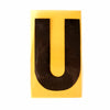 Vintage Industrial Marquee Sign Letter "U", Black on Yellow Flexible Plastic, 7" tall (c.1970s) - thirdshift