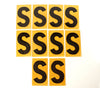 Vintage Industrial Marquee Sign Letter "S", Black on Yellow Flexible Plastic, 7" tall (c.1970s) - thirdshift