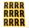 Vintage Industrial Marquee Sign Letter "R", Black on Yellow Flexible Plastic, 7" tall (c.1970s) - thirdshift