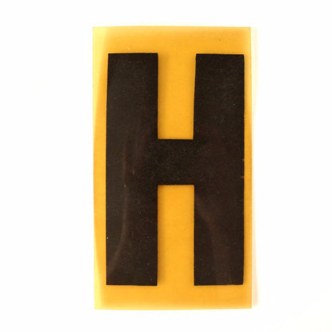 Vintage Industrial Marquee Sign Letter "H", Black on Yellow Flexible Plastic, 7" tall (c.1970s) - thirdshift