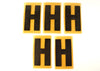 Vintage Industrial Marquee Sign Letter "H", Black on Yellow Flexible Plastic, 7" tall (c.1970s) - thirdshift