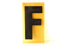 Vintage Industrial Marquee Sign Letter "F", Black on Yellow Flexible Plastic, 7" (c.1970s) - thirdshift