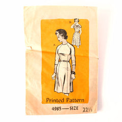 Vintage Ladies' Dress by Anne Adams Pattern 4985, Complete Size 22-1/2 (c.1950s) - thirdshift