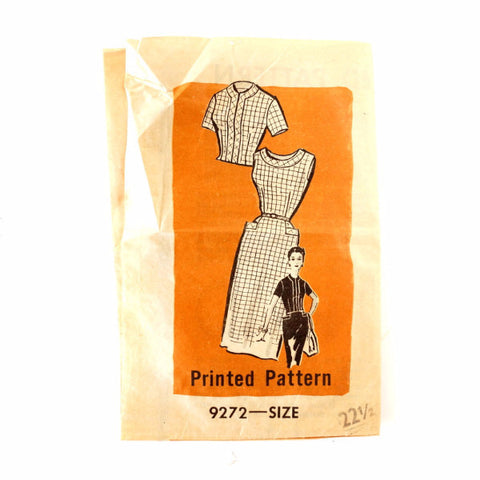 Vintage Women's Dress & Sun Jacket, Marian Martin Pattern 9272 Size 22-1/2 (c.1950s) - thirdshift