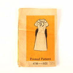Vintage Women's Short Sleeved Dress with Sash Mail Order Pattern 4736, Size 22-1/2 (c.1950s) - thirdshift