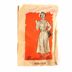 Vintage Women's Button Up Dress, Marian Martin Pattern 9126 Size 20-1/2 (c.1950s) - thirdshift